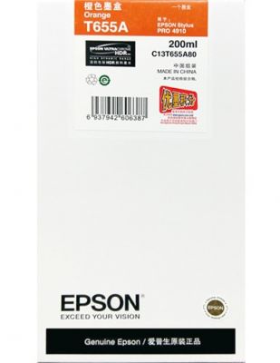 Epson C13T655A80 STY Pro 4910 (ORANGE,200ML) 墨盒 #C13T655A80 [香港行貨]