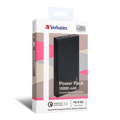 Verbatim QC 3.0 & PD2.0 10,000mAh 流動充電池 - BLACK #65836 [香港行貨]