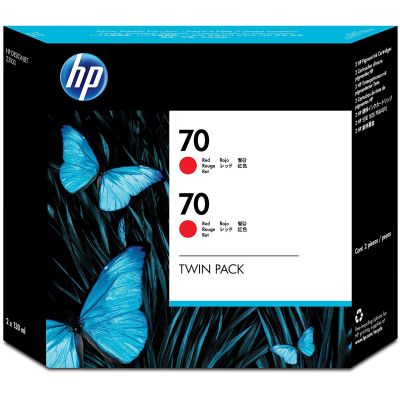 HP 70 Red 130 ml Crtg Twin Pack Use in DesingJet printers CB347A