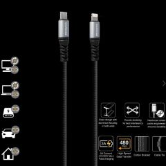 CAPDASE  LC_1.5M USB-C PD Cable with Lightning Connector Cable  快速數據充電線 #HCCB-M4G1 [香港行貨]