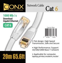 CONX Cat.6 Network 20m Flat Lan Cable White  20米 網絡電線 白色 #4897085731631 [香港行貨]