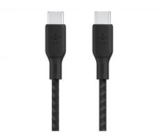 連接線 Belkin 貝爾金 電線 Cable 傳輸 BoostCharge 資料 USB-C 至 USB-C 快充 USB-C 2.0 電纜 100W 電力 Braided 雙編織 Charger  電力 Data 2米 2M 黑色 Black  #CAB014BT2MBK [香港行貨]