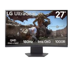 弧形遊戲顯示器 LG 樂金 UltraGear™ 曲面 QHD 屏幕 1000R 電兢 MONITOR 顯示屏 27吋 #27GS60QC-B [香港行貨] 