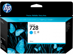 HP 728 130-ml Cyan Ink Crtg F9J67A